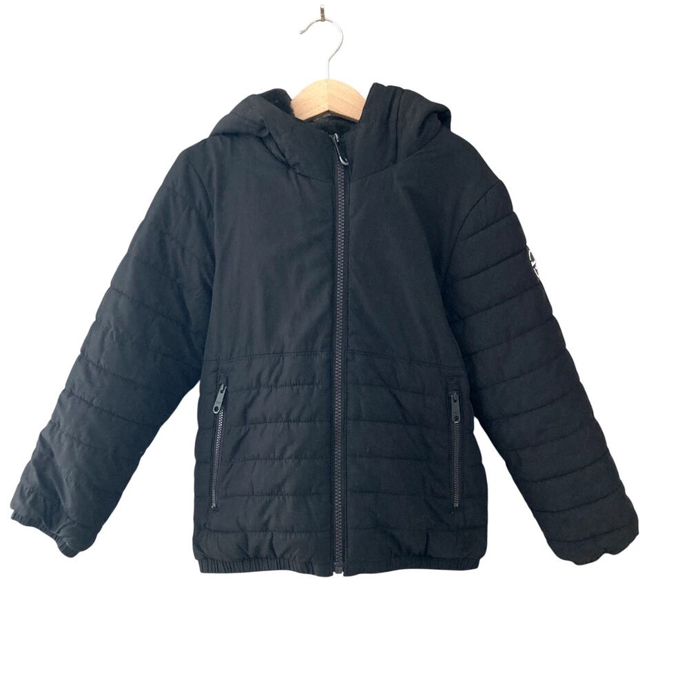 Abercrombie Kids Black Faux Fur Lined Hooded Puffer Coat 5/6